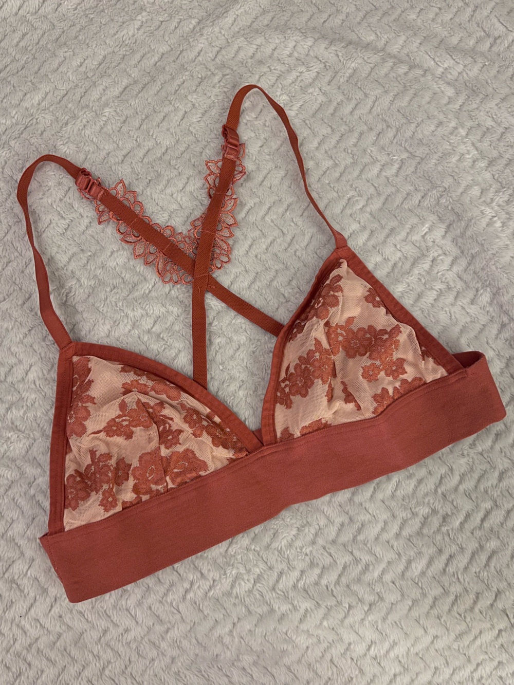 PINK Victoria's Secret Triangle Bralette Bra Lace Burnt Rose